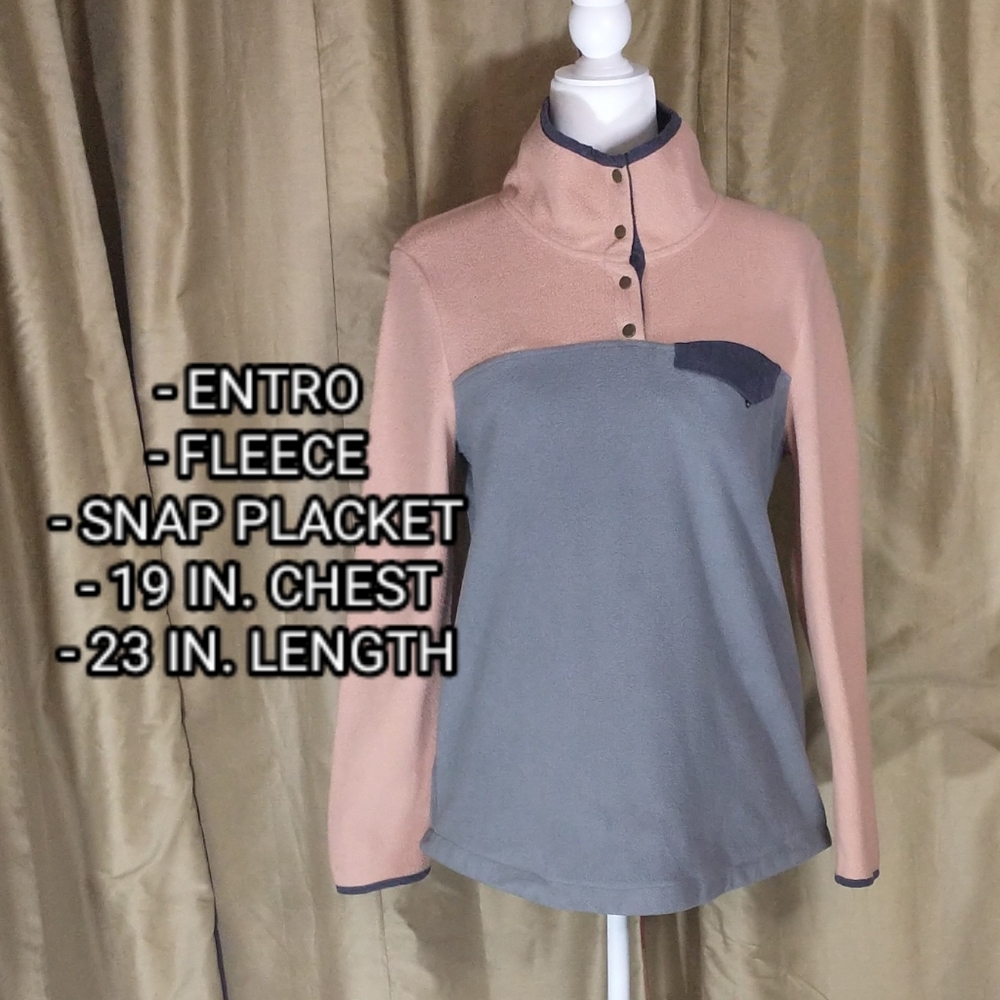 Entro Pink & Blue High Neck Fleece Jacket. Size Small.
